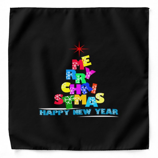 Merry Christmas Happy New Year Bandana (Front)