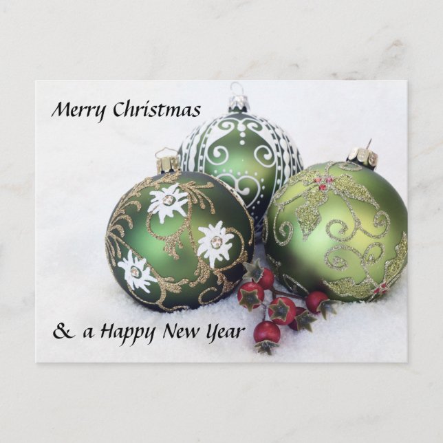 Merry Christmas & Happy New Year bauble Postcard (Front)