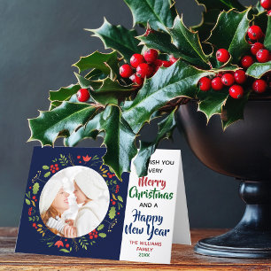 Merry Christmas Happy New Year Beautiful Photo Holiday Card