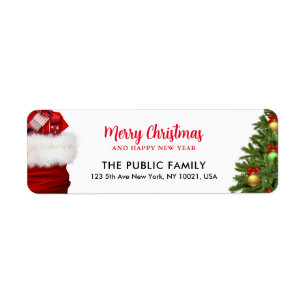 Merry Christmas Happy New Year Best Return Address Label