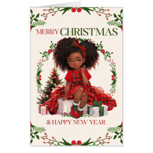 Merry Christmas & Happy New Year Black Girl Magic Card