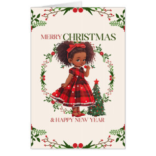 Merry Christmas & Happy New Year Black Girl Magic Card