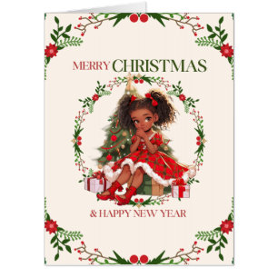 Merry Christmas & Happy New Year Black Girl Magic Card