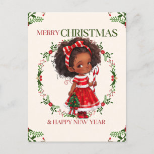 Merry Christmas & Happy New Year Black Girl Magic Holiday Postcard