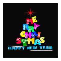Merry Christmas Happy New Year Black