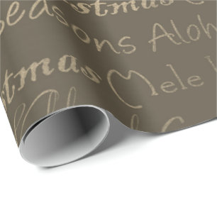 Merry Christmas Happy New Year Brown Gold Wrapping Paper