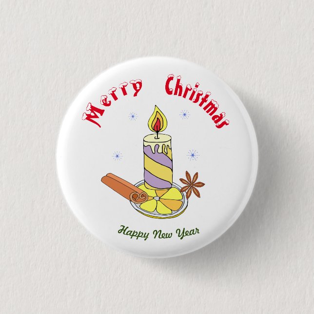 Merry christmas Happy New Year    Button (Front)