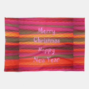 Merry Christmas Happy New Year Canvas Color Design Kitchen Towel