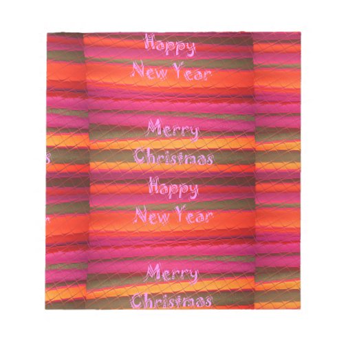 Merry Christmas Happy New Year Canvas Color Design Notepad