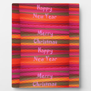 Merry Christmas Happy New Year Canvas Color Design Plaque