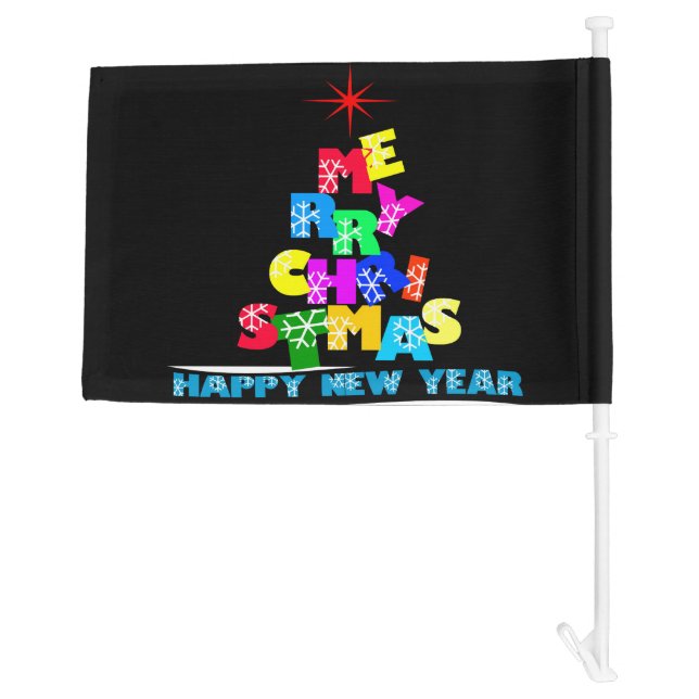 Merry Christmas Happy New Year Car Flag (Back)