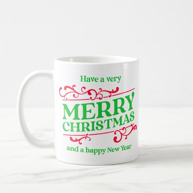 Merry Christmas & Happy New Year Celebration Mug (Left)