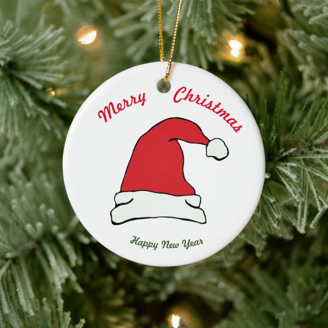 Merry christmas Happy New Year  Ceramic Ornament (Tree)