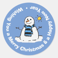 Merry Christmas & Happy New Year. Classic Round Sticker