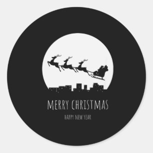 Merry Christmas Happy New Year Classic Round Sticker