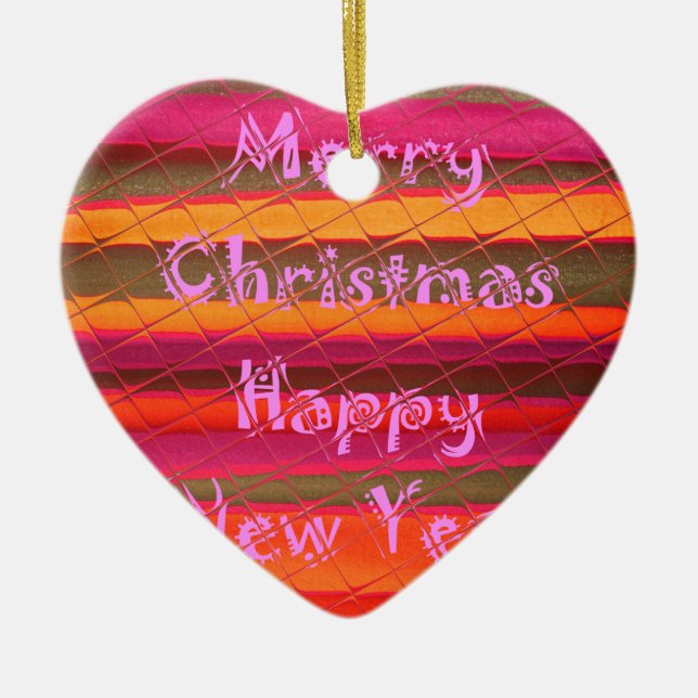 Merry Christmas Happy New Year Collection Ceramic Ornament (Front)