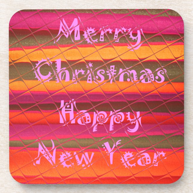 Merry Christmas Happy New Year Collection Drink Coaster (Front)
