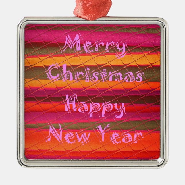 Merry Christmas Happy New Year Collection Metal Ornament (Front)