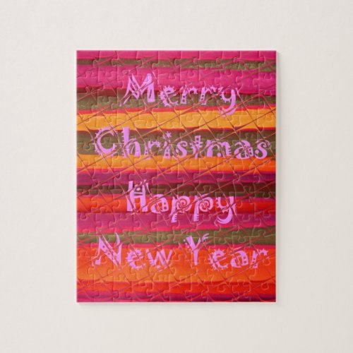 Merry Christmas Happy New Year Color Design Jigsaw Puzzle