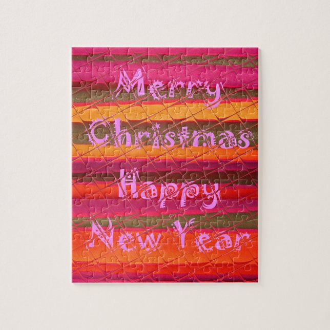Merry Christmas Happy New Year Color Design Jigsaw Puzzle (Vertical)