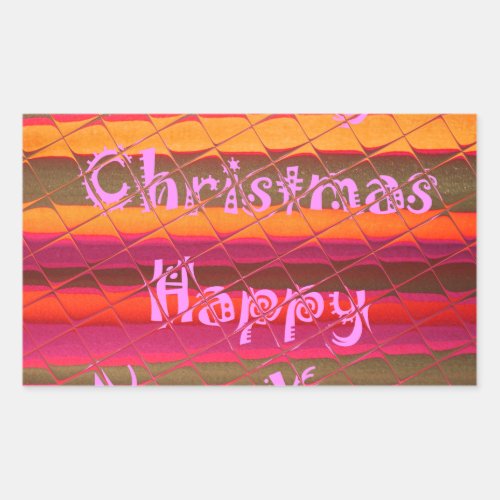 Merry Christmas Happy New Year Color Design Rectangular Sticker