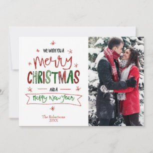 Merry Christmas Happy New Year Custom Photo Holiday Card