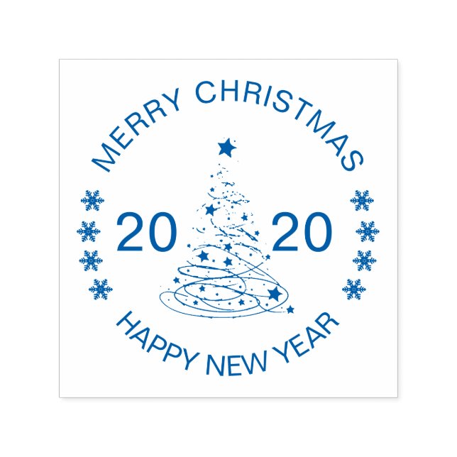 Merry Christmas Happy New Year customizable Self-inking Stamp (Design)