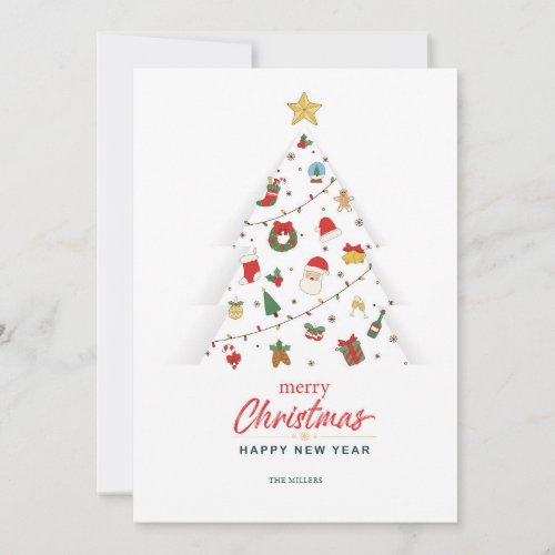 Merry Christmas Happy New Year Cute Christmas Tree Invitation