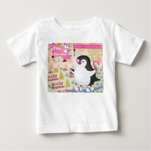 Merry Christmas Happy New Year Cute Penguin Baby T-Shirt