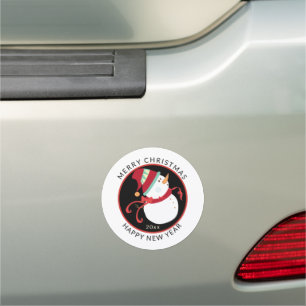 Merry Christmas Happy New Year Cute Snowman Car Magnet