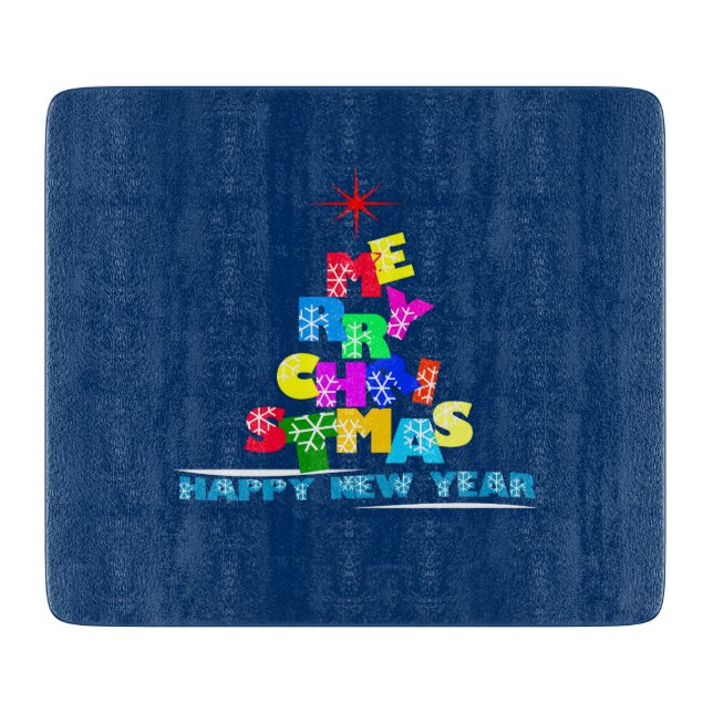 Merry Christmas Happy New Year Cutting Board (Front)