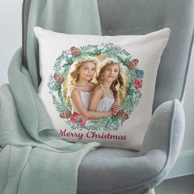 Merry Christmas Happy New Year Double Sided Photo Throw Pillow (Creator Uploaded)