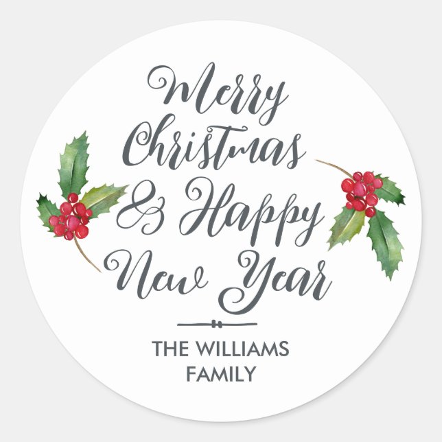 Merry Christmas Happy New Year Envelope Seal (Front)