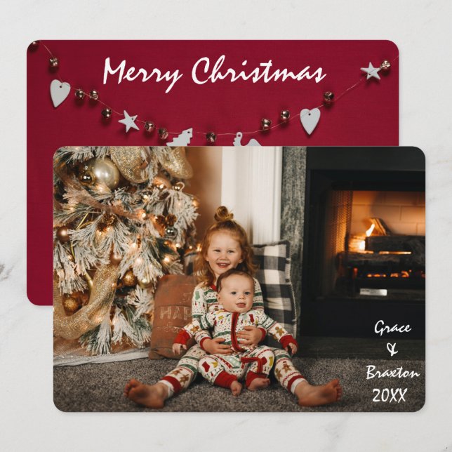 Merry Christmas Happy New Year Family Photo Card (Front/Back)