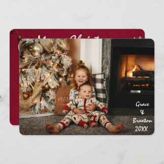 Merry Christmas Happy New Year Family Photo Card