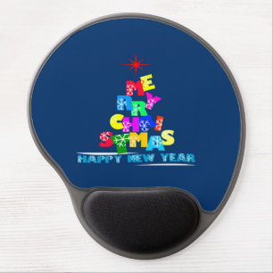 Merry Christmas Happy New Year Gel Mouse Pad