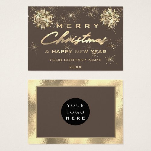 Merry Christmas Happy New Year Gold Favor Card
