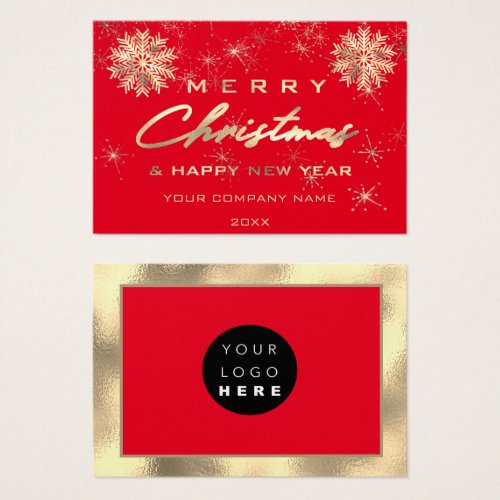 Merry Christmas Happy New Year  Gold Red Card Logo