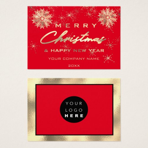 Merry Christmas Happy New Year  Gold Red Card Logo