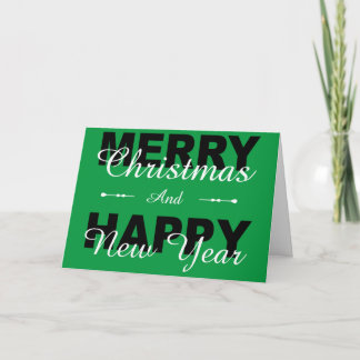 Merry Christmas Happy New Year Green Holiday Card