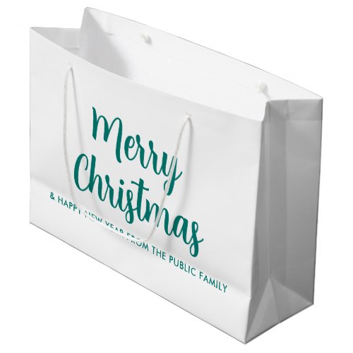 Merry Christmas Happy New Year Green White Custom Large Gift Bag