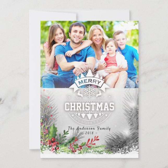 Merry Christmas Happy New Year Greeting Photo Card (Front)