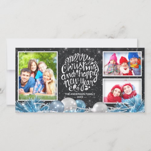 Merry Christmas  Happy New Year Greeting Photo Holiday Card