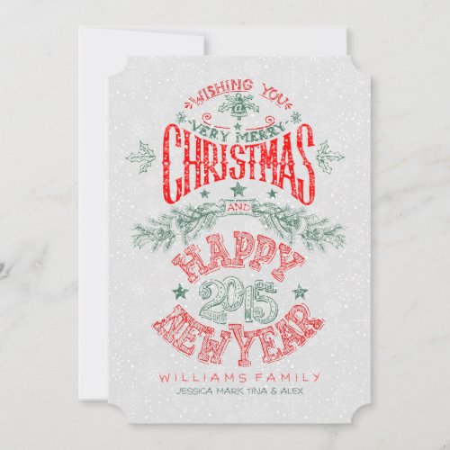 Merry Christmas  Happy New Year Holiday Card