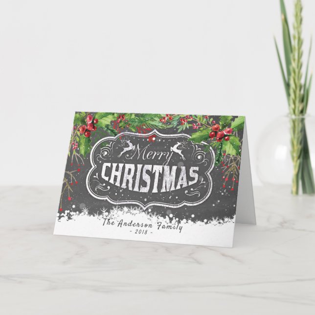 Merry Christmas & Happy New Year Holiday Greetings Card (Front)