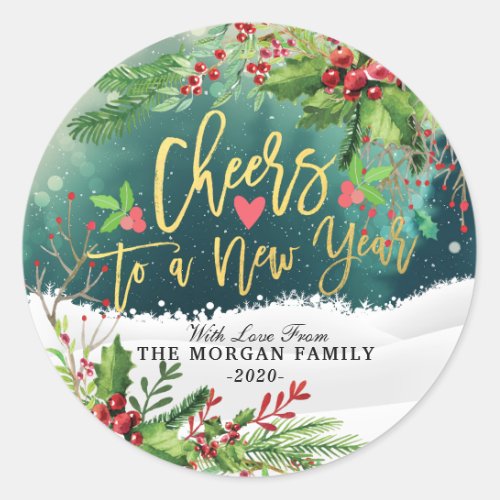 Merry Christmas  Happy New Year Holiday Greetings Classic Round Sticker