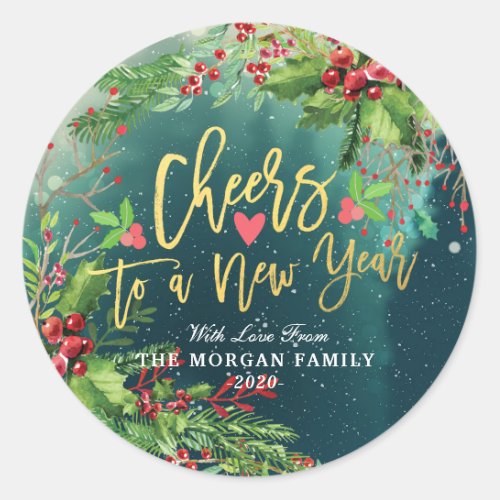 Merry Christmas  Happy New Year Holiday Greetings Classic Round Sticker