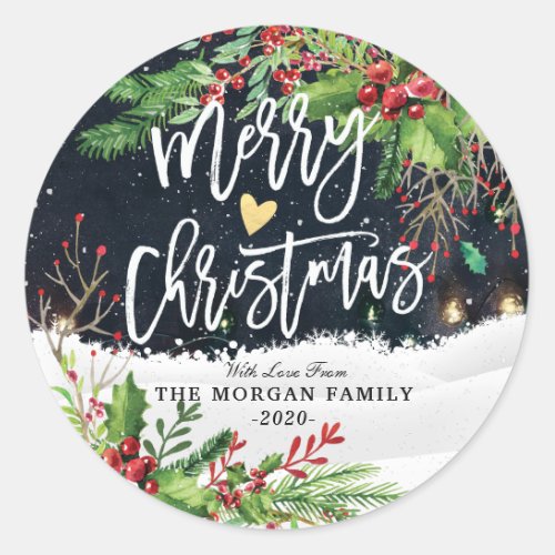 Merry Christmas  Happy New Year Holiday Greetings Classic Round Sticker