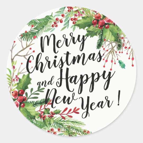 Merry Christmas Happy New Year Holiday Greetings Classic Round