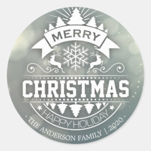 Merry Christmas & Happy New Year Holiday Greetings Classic Round Sticker